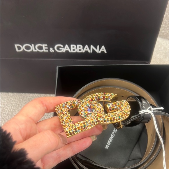 Dolce & Gabbana Accessories - Dolce & Gabbana Black Belt with Gold Logo 38”